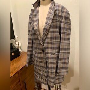 Yune HO Plaid Print Blazer Size:36 New